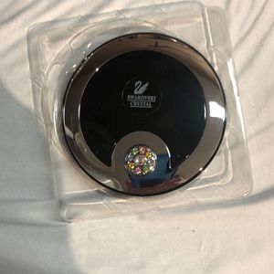 Swarovski Crystallised Purse Folding Compact Dual Mirror Black Magnifying 5x